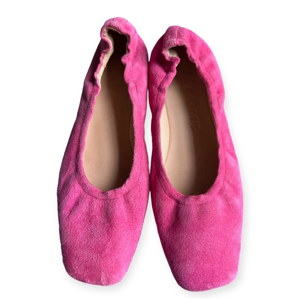 J. Crew Anya scrunchie ballet flats in suede Fuchsia
